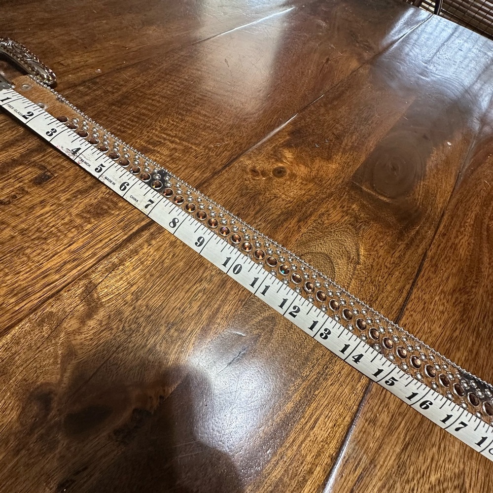 B.B. Simon Brown and Silver Studded Belt Vintage Leather - Picture 12 of 16
